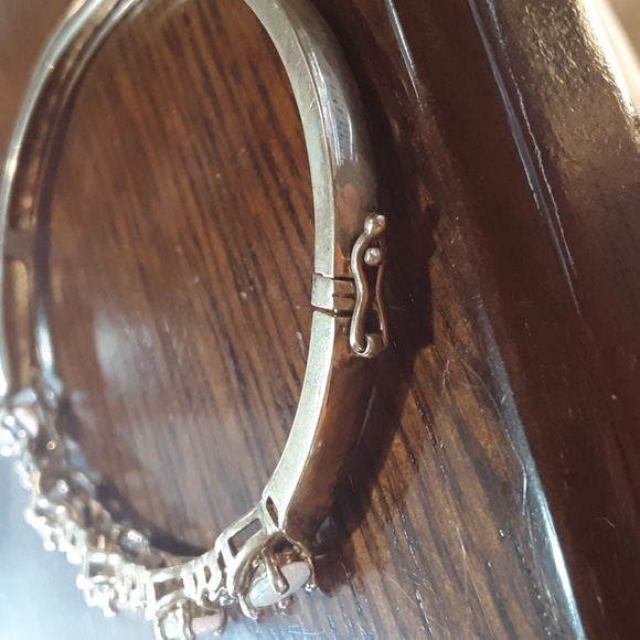 Opal and White Sapphires Bracelet .925 - Picture 5 of 9